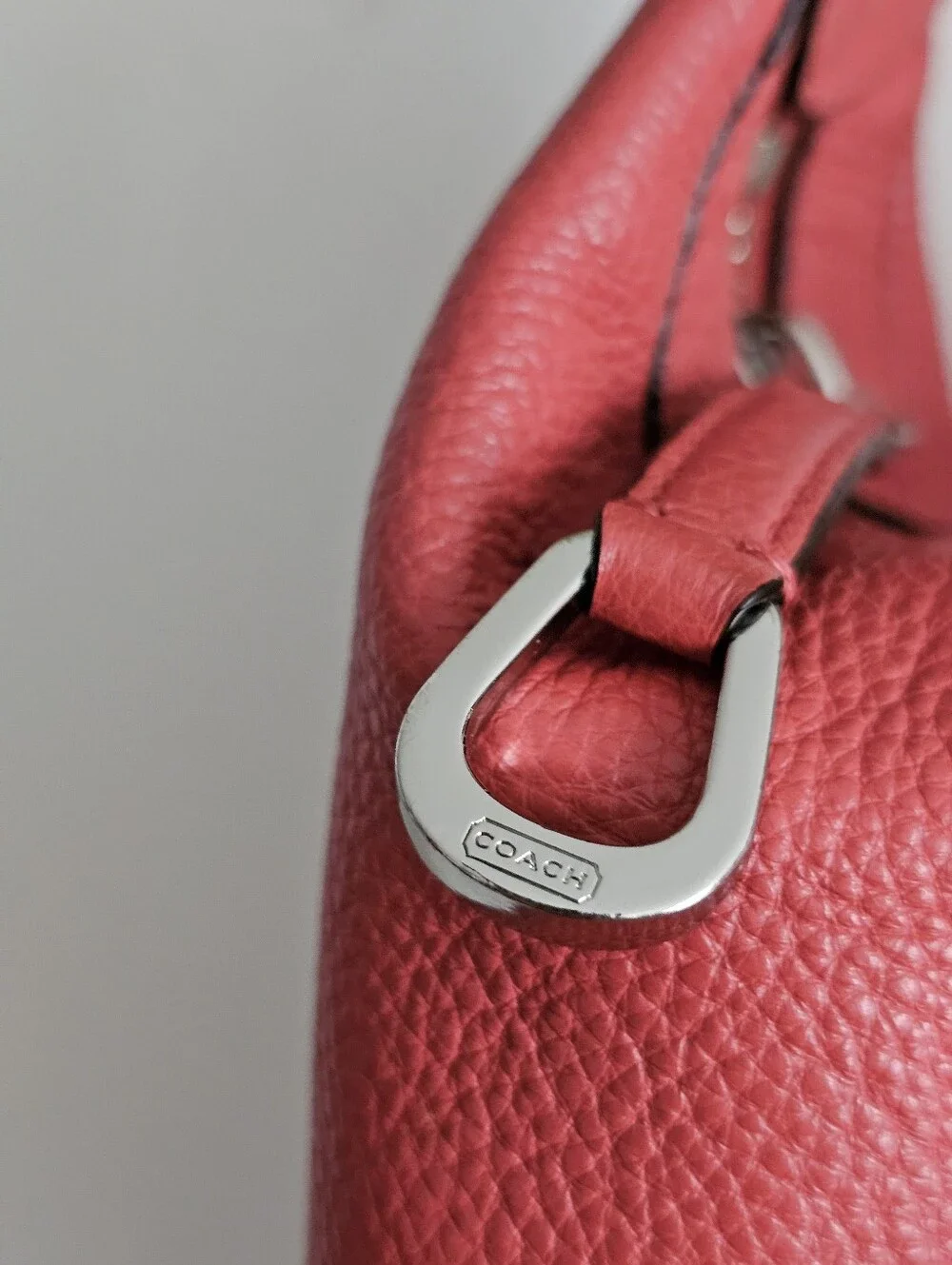 Coach Avery F23960 Coral Pebbled Leather Medium Hobo Shoulder Bag Tassel Hangtag